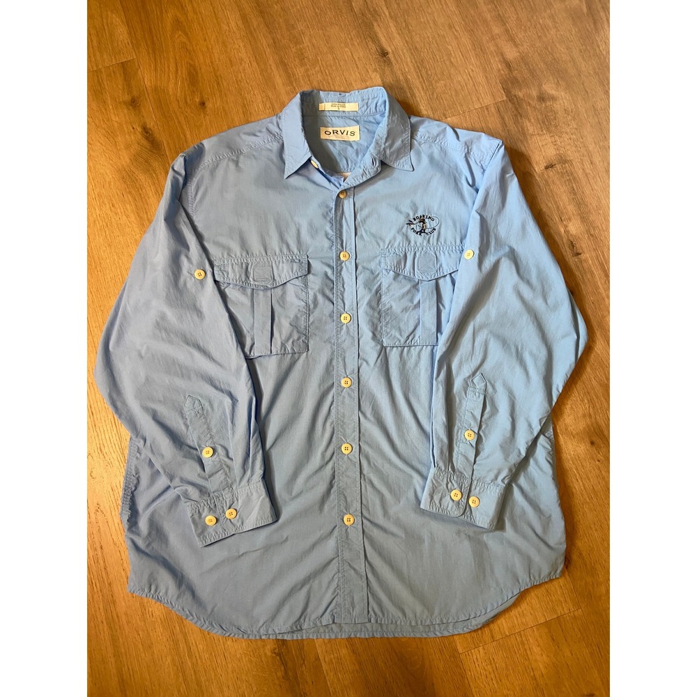 Orvis Fishing Shirt Large Blue Roaring Fork Club Nylon Vented Gorpcore Utility